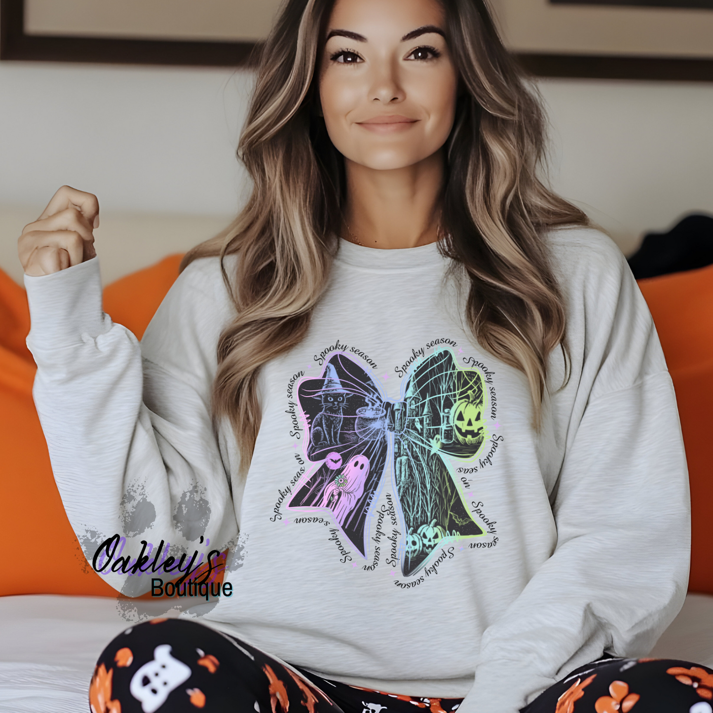 Spooky season bow crew neck