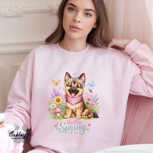 Spring German Shepherd | Crew neck Sweatshirt