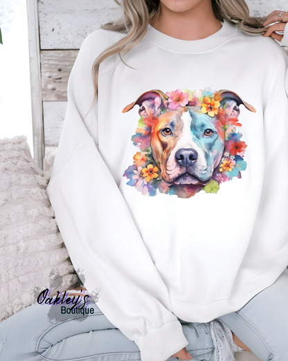 Staffy flowers crew neck