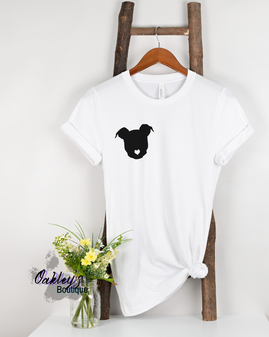 Staffy with heart nose tee