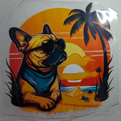 Sunset Frenchie : Ready made print T-shirt