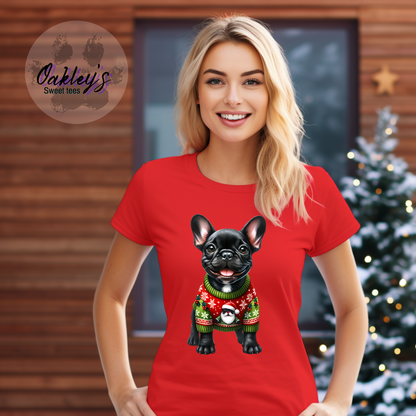 Black Frenchie in sweater | Tee