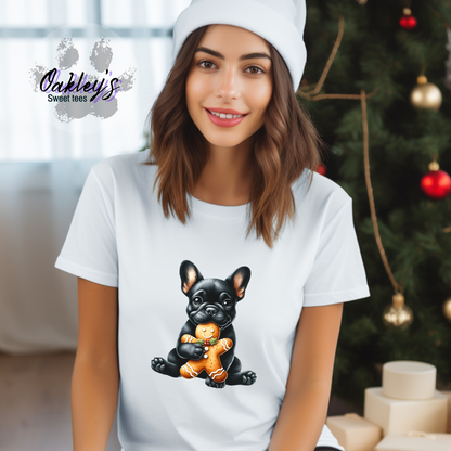 Black Frenchie with cookie | Tee
