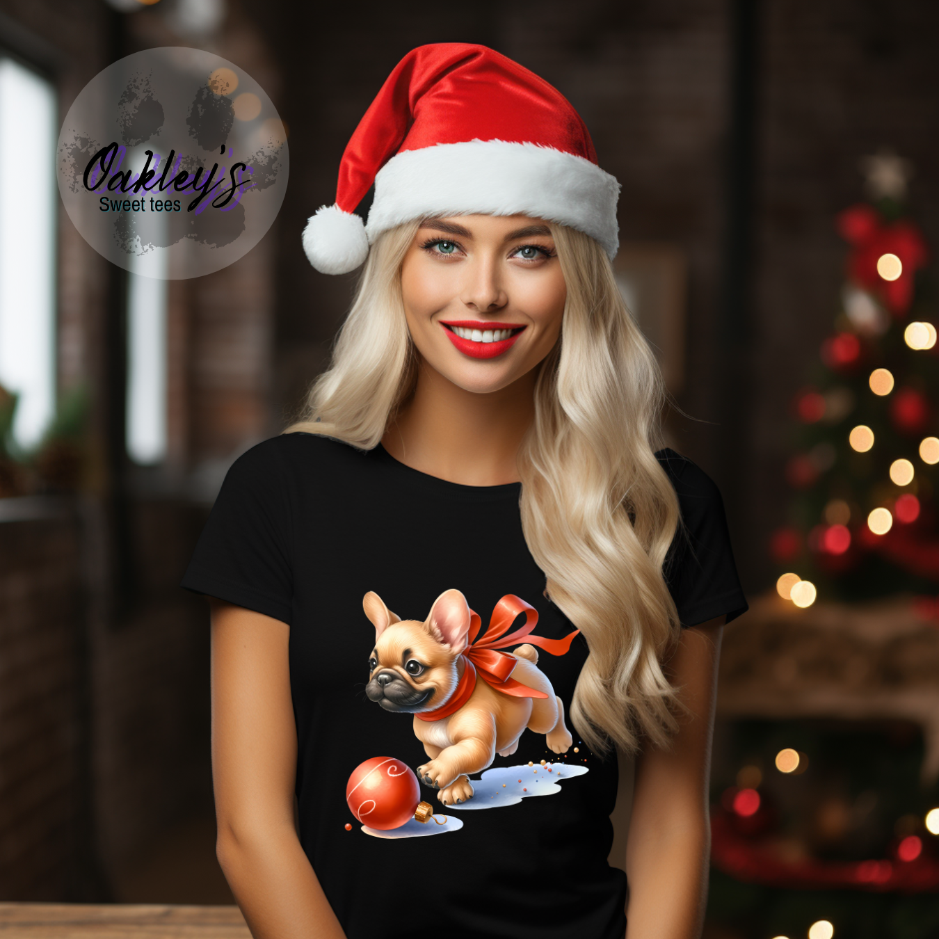 Frenchie chasing ornament | Tee