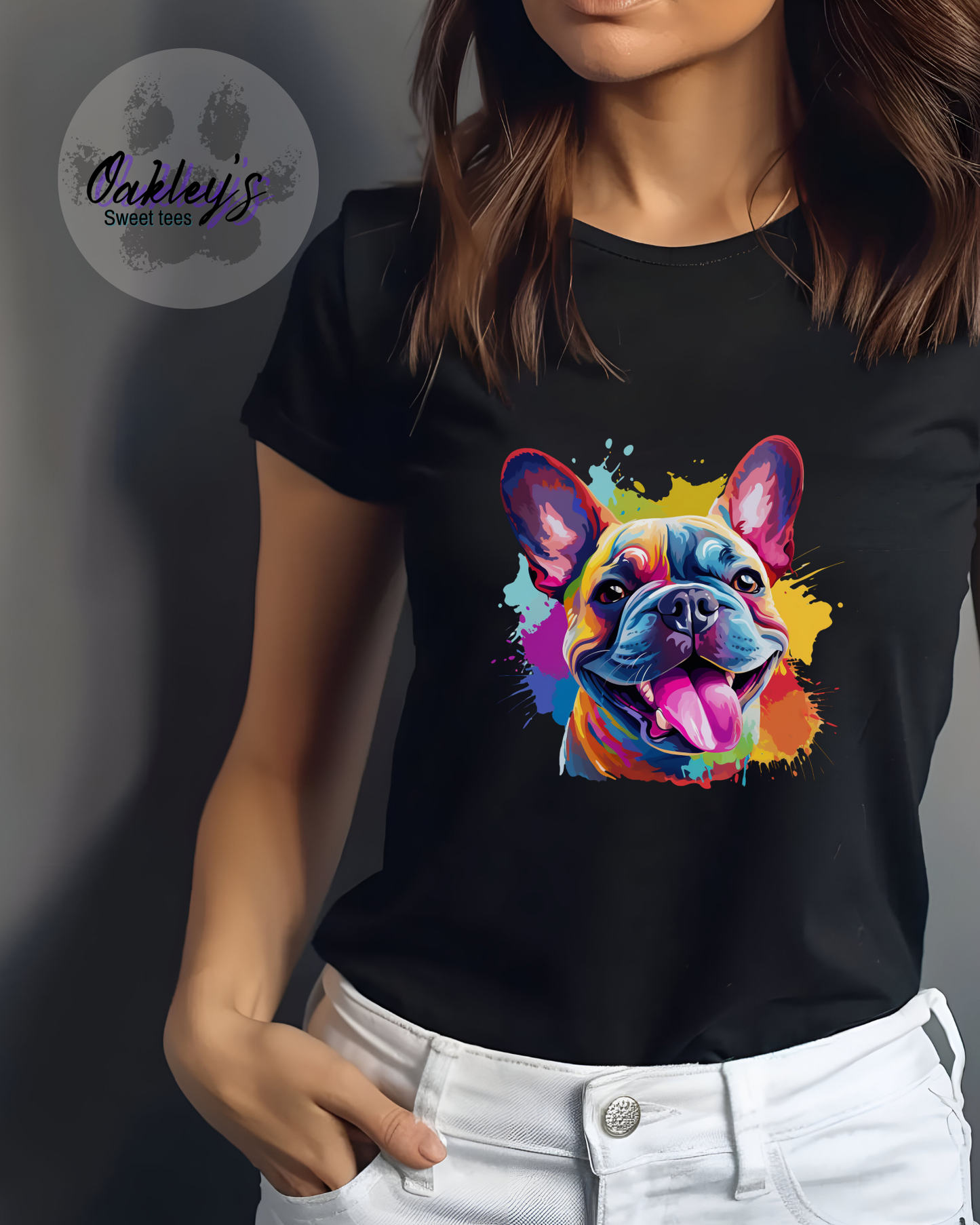 Frenchie paint splatter | Tee