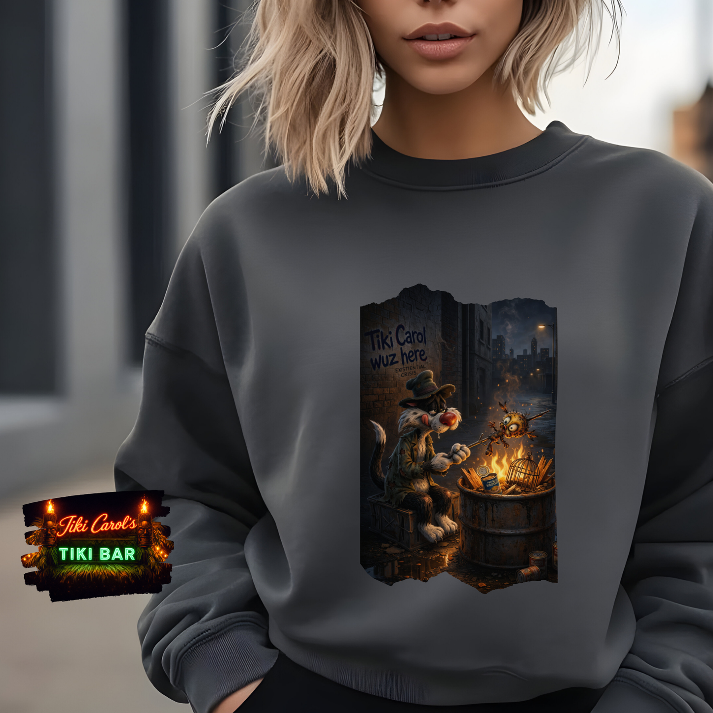 Tiki Carol wuz here | Crew neck