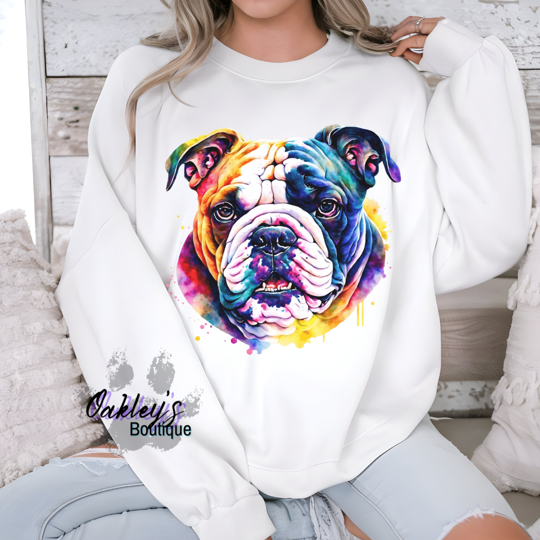 Watercolor Bulldog | Crew neck