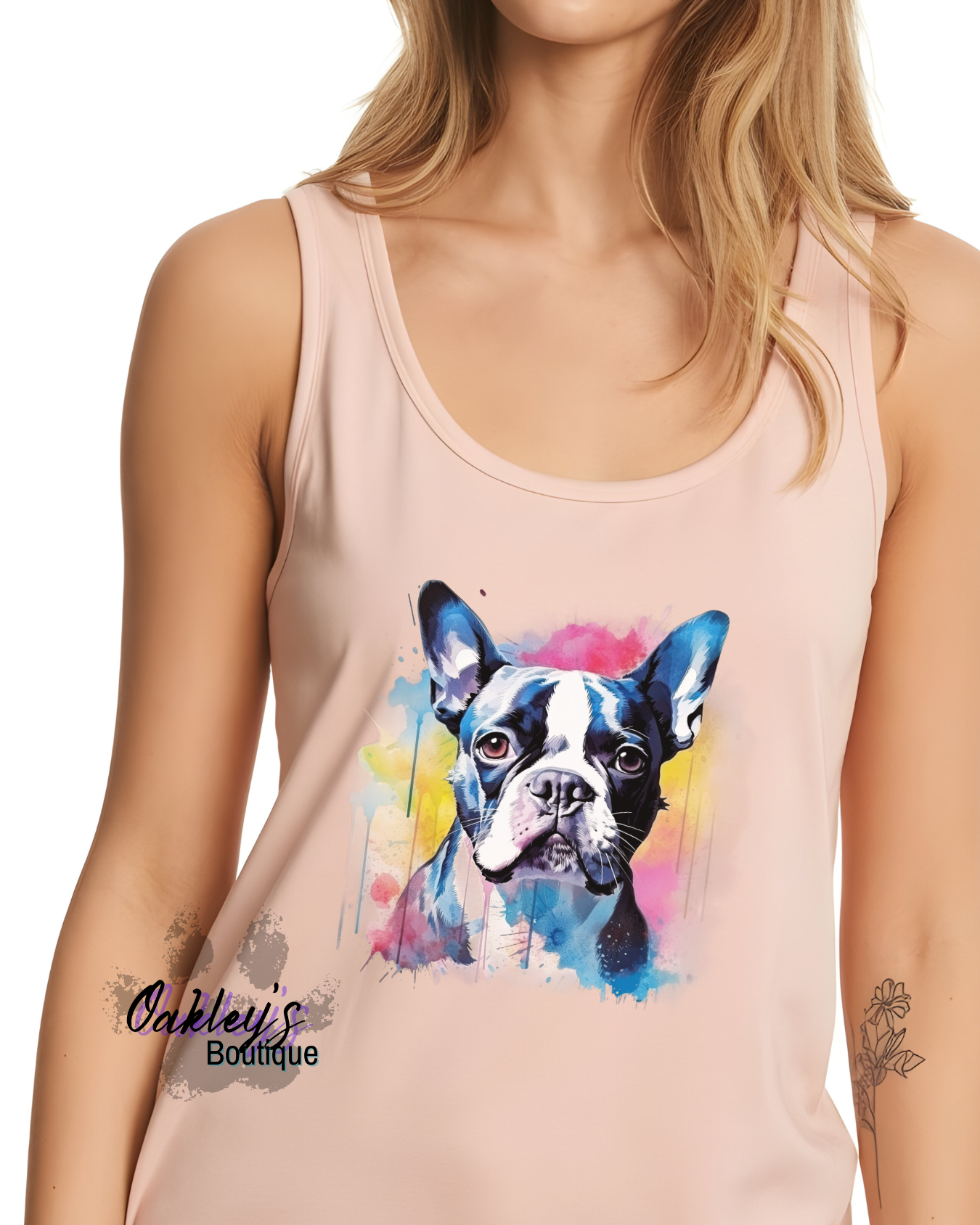 Watercolor drip Boston tank